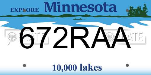 672RAA Minnesota License Plate