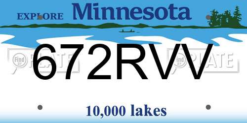 672RVV Minnesota License Plate