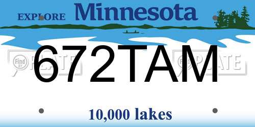 672TAM Minnesota License Plate