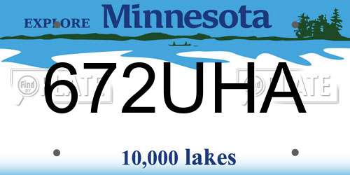 672UHA Minnesota License Plate