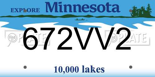 672VV2 Minnesota License Plate