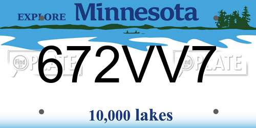 672VV7 Minnesota License Plate