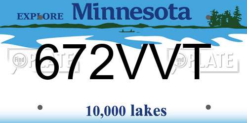 672VVT Minnesota License Plate