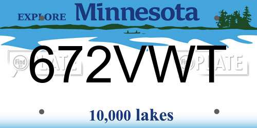 672VWT Minnesota License Plate
