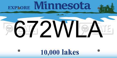672WLA Minnesota License Plate