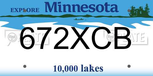 672XCB Minnesota License Plate