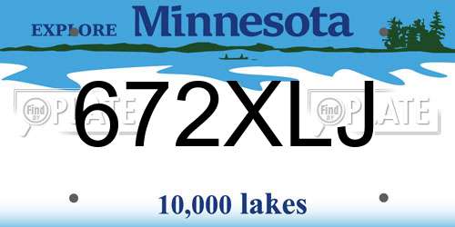 672XLJ Minnesota License Plate