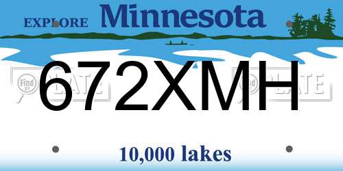 672XMH Minnesota License Plate