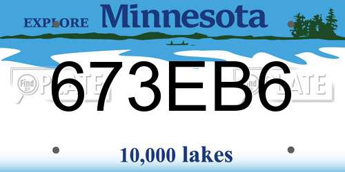 673EB6 Minnesota License Plate