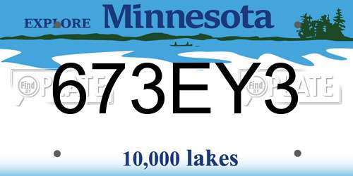 673EY3 Minnesota License Plate