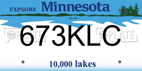673KLC Minnesota License Plate