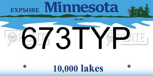 673TYP Minnesota License Plate