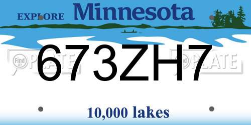673ZH7 Minnesota License Plate