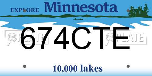 674CTE Minnesota License Plate
