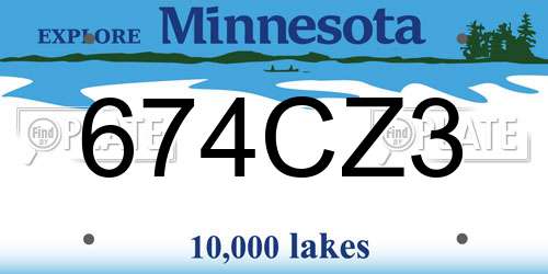 674CZ3 Minnesota License Plate