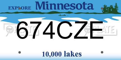674CZE Minnesota License Plate