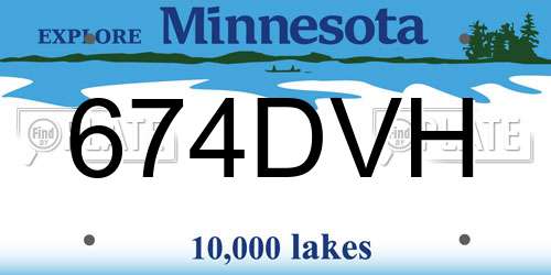 674DVH Minnesota License Plate