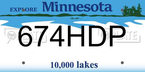 674HDP Minnesota License Plate