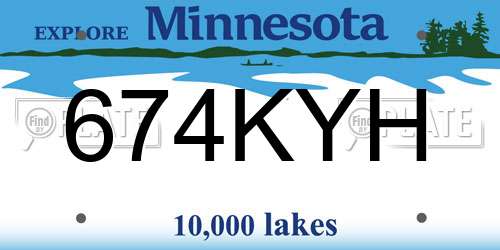 674KYH Minnesota License Plate