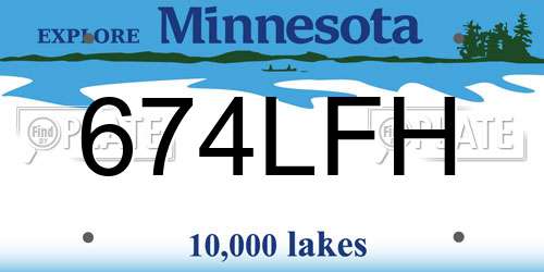 674LFH Minnesota License Plate