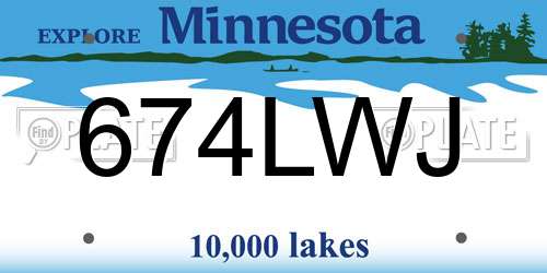 674LWJ Minnesota License Plate