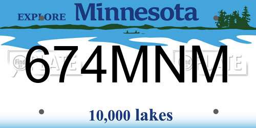 674MNM Minnesota License Plate