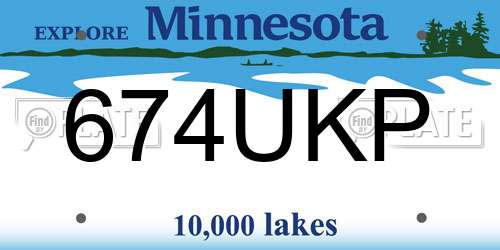 674UKP Minnesota License Plate