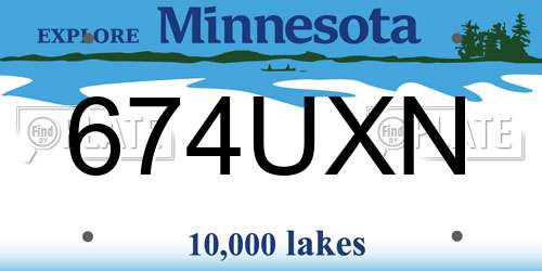 674UXN Minnesota License Plate