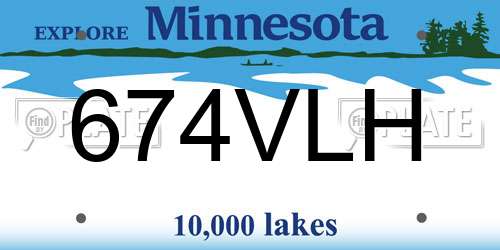 674VLH Minnesota License Plate