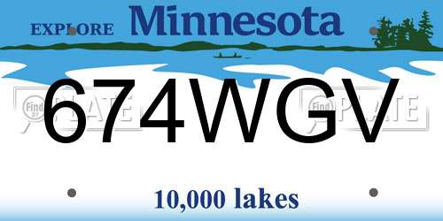 674WGV Minnesota License Plate