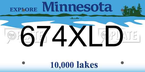 674XLD Minnesota License Plate