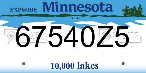 67540Z5 Minnesota License Plate