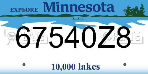 67540Z8 Minnesota License Plate