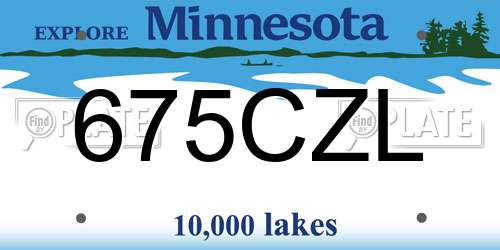 675CZL Minnesota License Plate