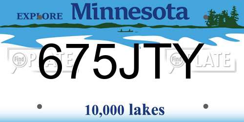 675JTY Minnesota License Plate