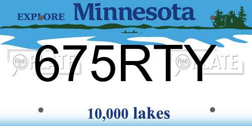 675RTY Minnesota License Plate