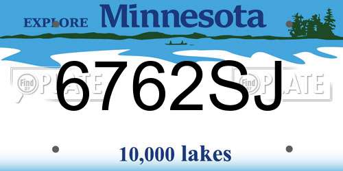 6762SJ Minnesota License Plate
