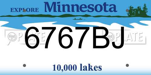 6767BJ Minnesota License Plate