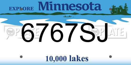 6767SJ Minnesota License Plate
