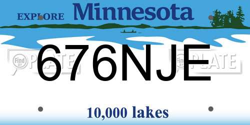676NJE Minnesota License Plate