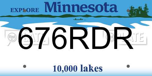 676RDR Minnesota License Plate