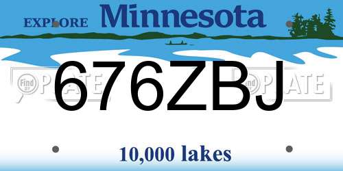 676ZBJ Minnesota License Plate