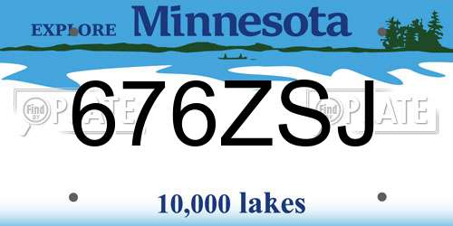 676ZSJ Minnesota License Plate