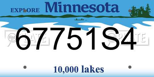 67751S4 Minnesota License Plate