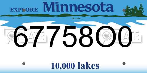 67758O0 Minnesota License Plate