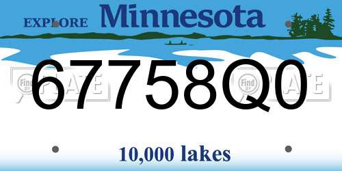67758Q0 Minnesota License Plate