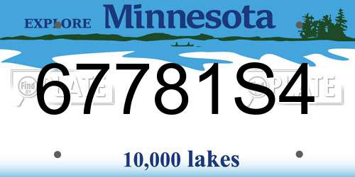 67781S4 Minnesota License Plate
