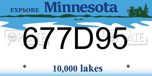 677D95 Minnesota License Plate