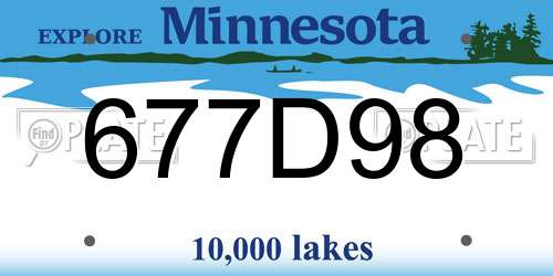 677D98 Minnesota License Plate