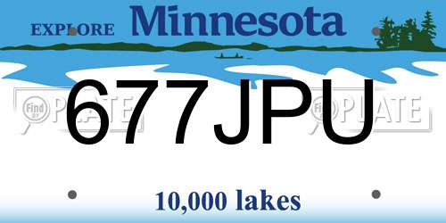 677JPU Minnesota License Plate